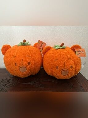 BNWT! TWO Licensed Disney Halloween Pumpkin Pillows Pooh